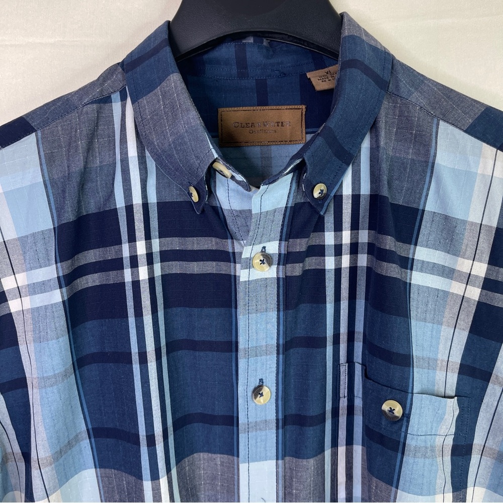 Clearwater Outfitters Blue Plaid Short Sleeve Button Down Shirt Men's XL